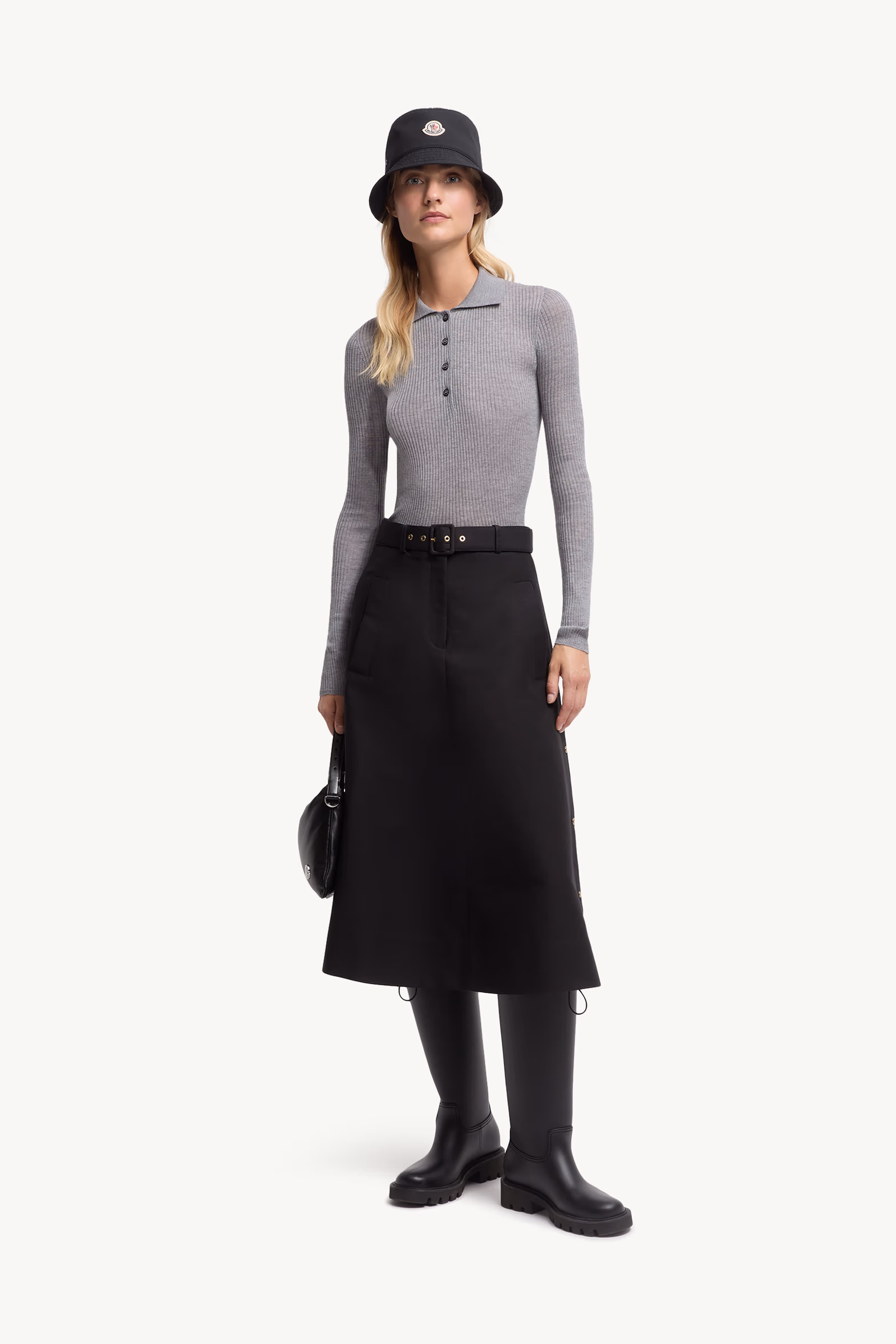 Polo à manches longues en laine Femmes Gris Moncler 0